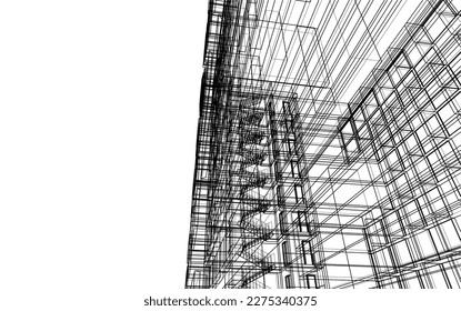 Modern architecture building 3d rendering