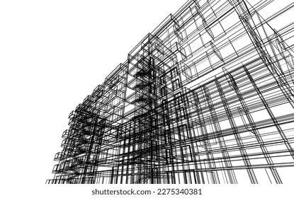 Modern architecture building 3d rendering
