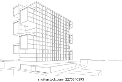 Modern architecture building 3d rendering