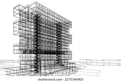 Arquitectura moderna de construcción de renderización 3d