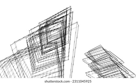 Modern architecture building 3d rendering