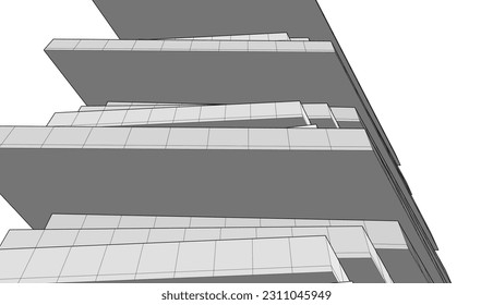 Modern architecture building 3d rendering