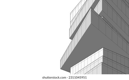 Modern architecture building 3d rendering