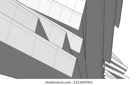 Modern architecture building 3d rendering