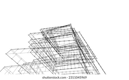 Arquitectura moderna de construcción de renderización 3d
