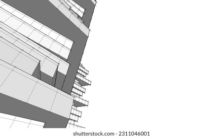 Modern architecture building 3d rendering