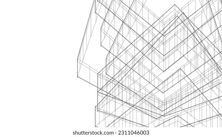 Modern architecture building 3d rendering