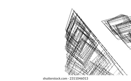 Modern architecture building 3d rendering