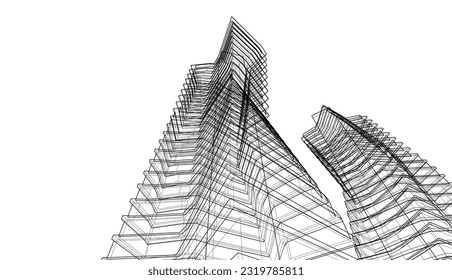 Modern architecture building 3d vector