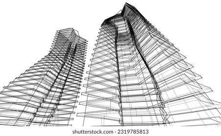 Modern architecture building 3d vector