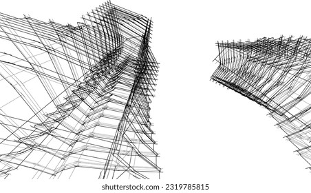 Modern architecture building 3d vector