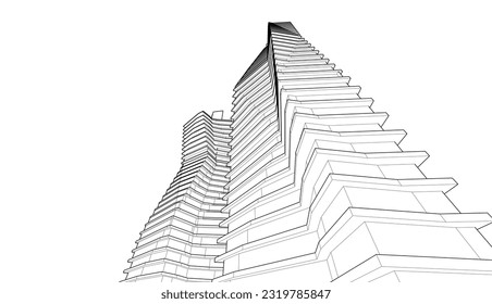 Arquitectura moderna construyendo vector 3d