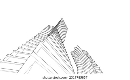 Modern architecture building 3d vector
