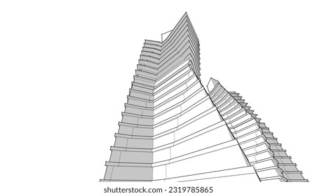 Modern architecture building 3d vector