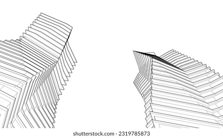 Modernes Architekturgebäude, 3D-Vektorgrafik