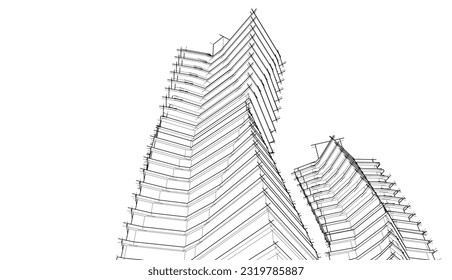 Arquitectura moderna construyendo vector 3d