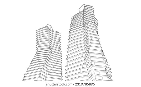 Arquitectura moderna construyendo vector 3d