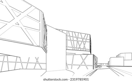 Arquitectura moderna construyendo vector 3d
