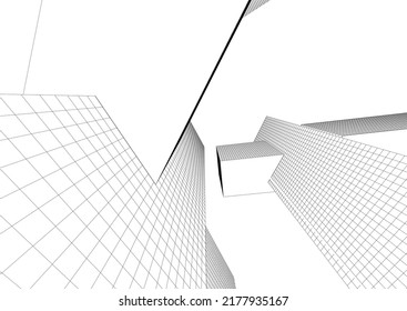 Modern architecture building 3d view