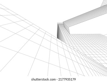 Modern architecture building 3d view
