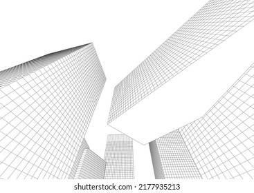 Modern architecture building 3d view