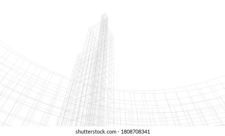 Modern architecture building. concept 3d model