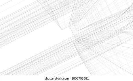 Edificio de arquitectura moderna. modelo 3d