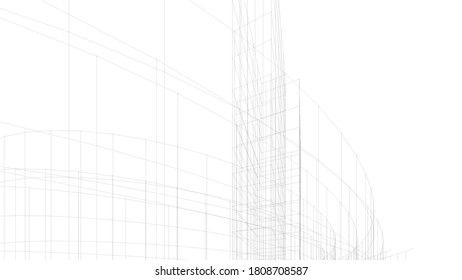 Edificio de arquitectura moderna. modelo 3d