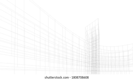 Modernes Architekturgebäude. Konzept-3d-Modell