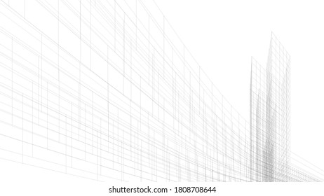Modernes Architekturgebäude. Konzept-3d-Modell