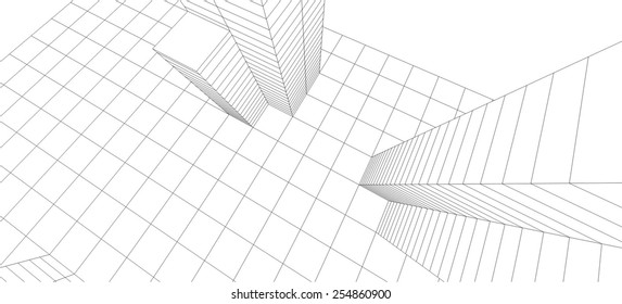 Modern architecture. Building concept sketch.