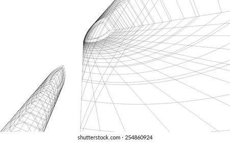 Modern architecture. Building concept sketch.