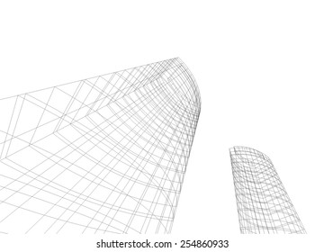 Modern architecture. Building concept sketch.