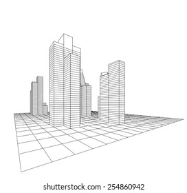 Modern architecture. Building concept sketch.