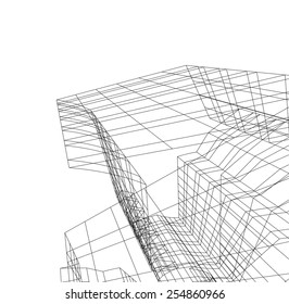 Modern architecture. Building concept sketch.