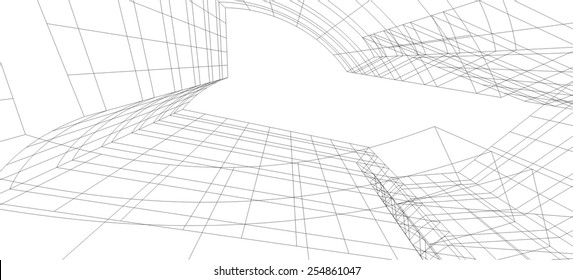 Modern architecture. Building concept sketch.