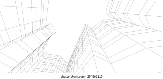 Modern architecture. Building concept sketch.