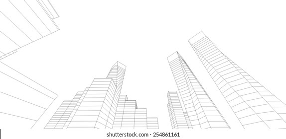 Modern Architecture Building Concept Sketch Stock Vector (Royalty Free ...