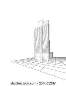 Modern architecture. Building concept sketch.