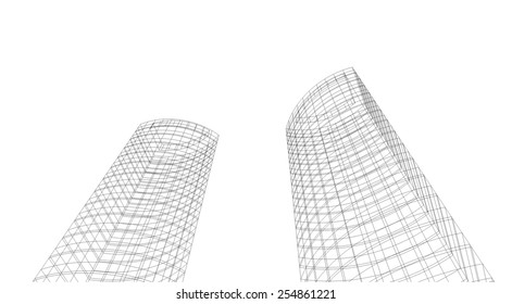 Modern architecture. Building concept sketch.