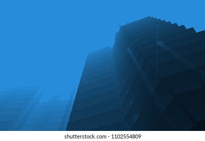 modern architecture building construction 3d illustration