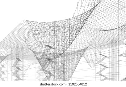 modern architecture building construction 3d illustration