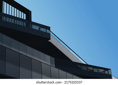 Modern Architecture building exterior with glass logo design. Real estate property building vector logo design.