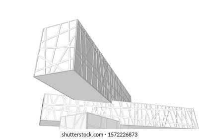 modern architecture building vector 3d illustration 