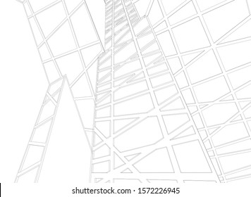 modern architecture building vector 3d illustration 