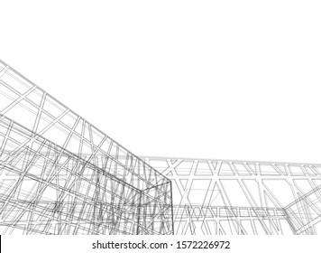 modern architecture building vector 3d illustration 