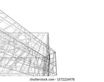 modern architecture building vector 3d illustration 