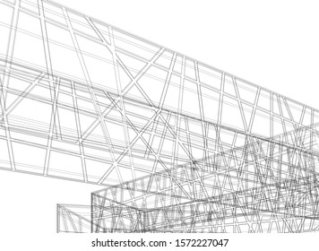 modern architecture building vector 3d illustration 