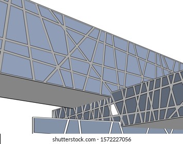 modern architecture building vector 3d illustration 