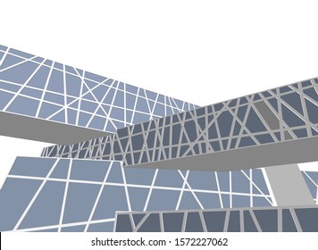 modern architecture building vector 3d illustration 